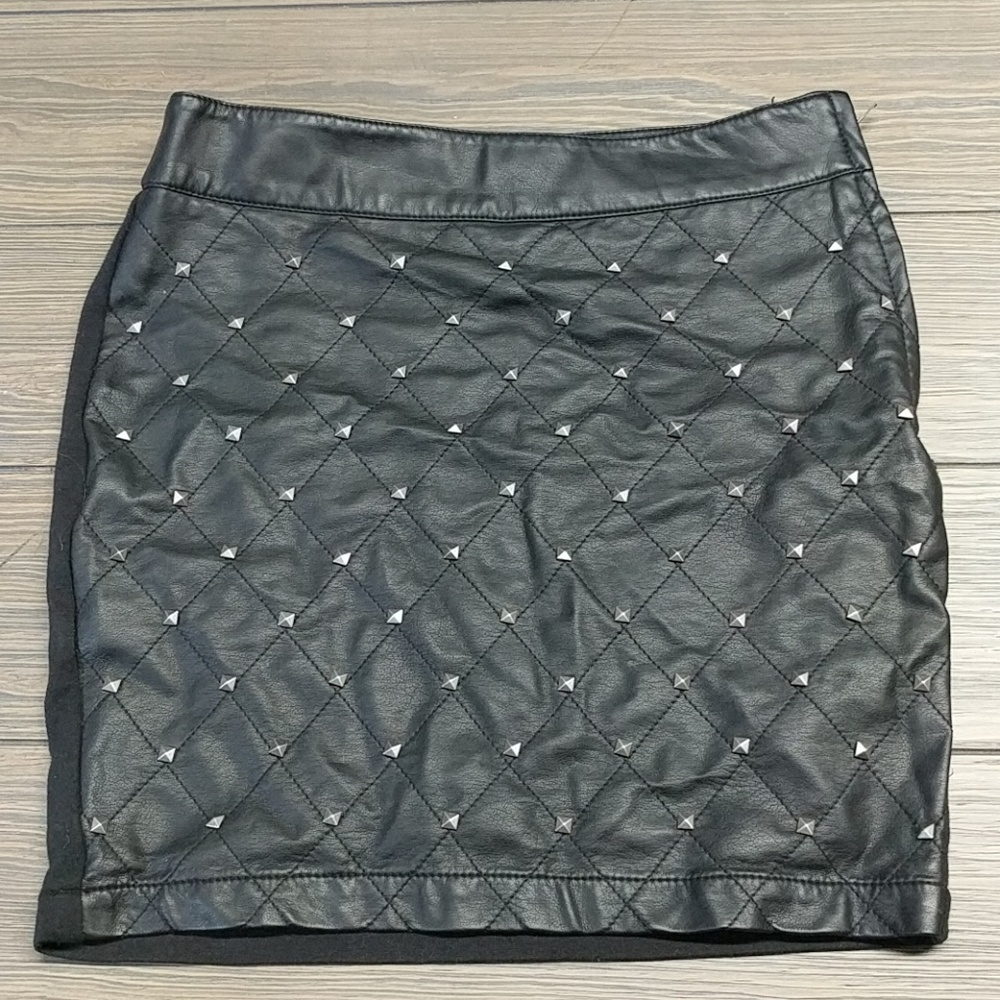 Faux Leather Studded Skirt - Size 6